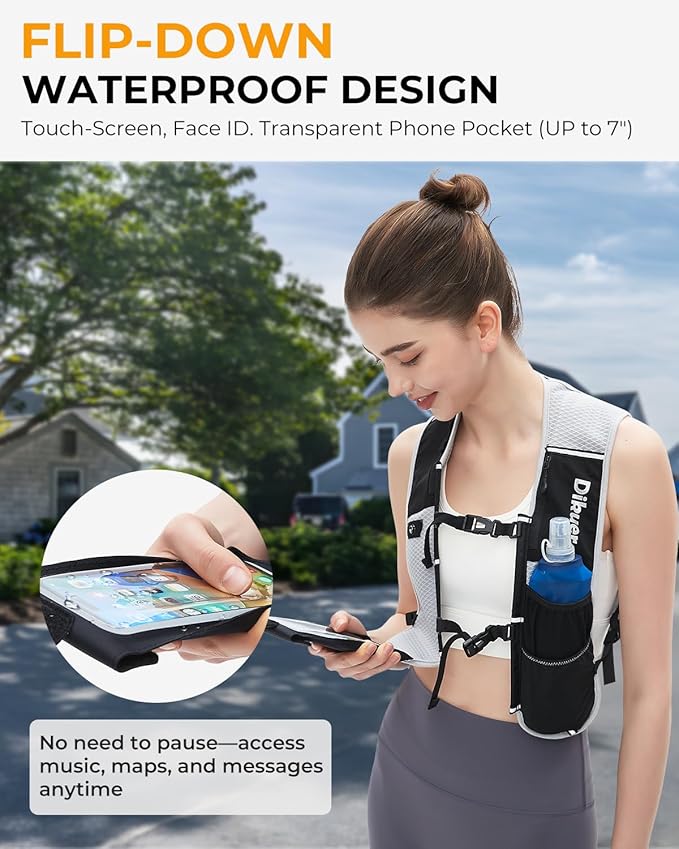Running Vest for Women Men, Lightweight Hydration Runner Vest with Transparent Waterproof Phone