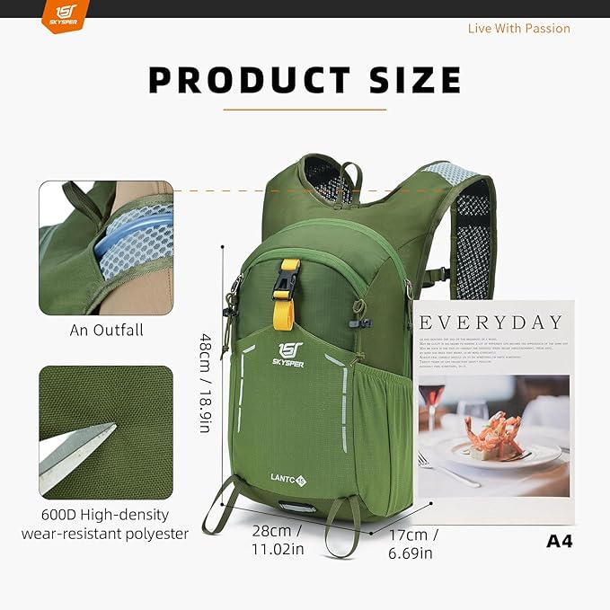 SKYSPER Small Hiking Backpack - 25L Travel Daypack Lightweight Bag Water Resistant Hiking Backpacks