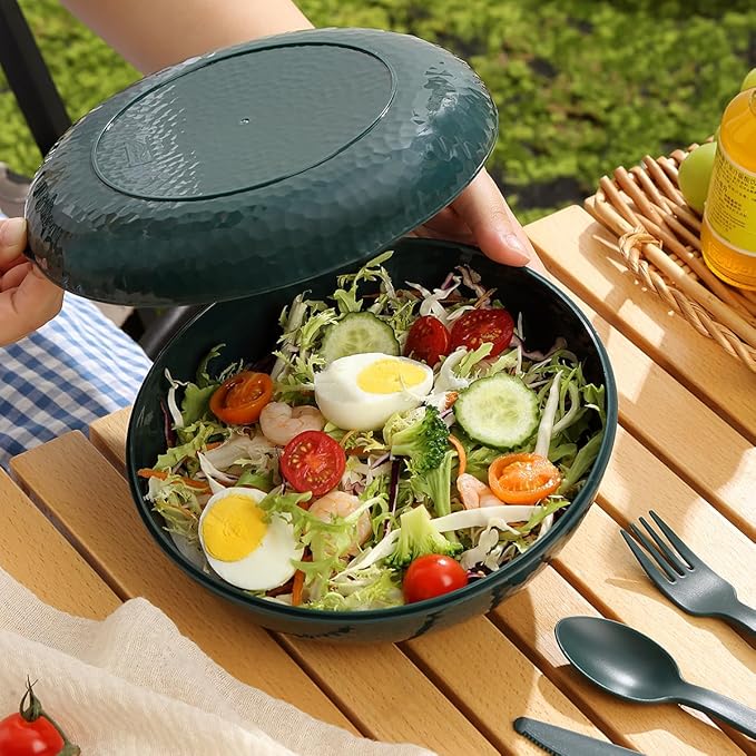 Berglander Camping Mess Kit with Bowl, Plate, Cup, Spoon, Fork, Knife and Carry Bag, Plastic