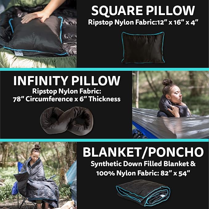 Ripstop Outdoor Camping Pillow and Blanket 3-in-1, Versatile Lightweight Nylon Waterproof Stadium