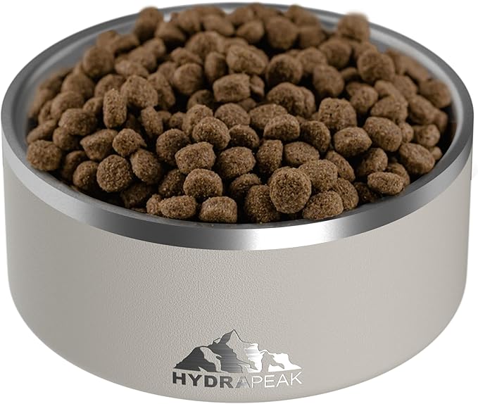Hydrapeak Dog Bowl; Non Slip Stainless Steel; Water and Food Dish; Large Sized and Small Dogs; 32oz