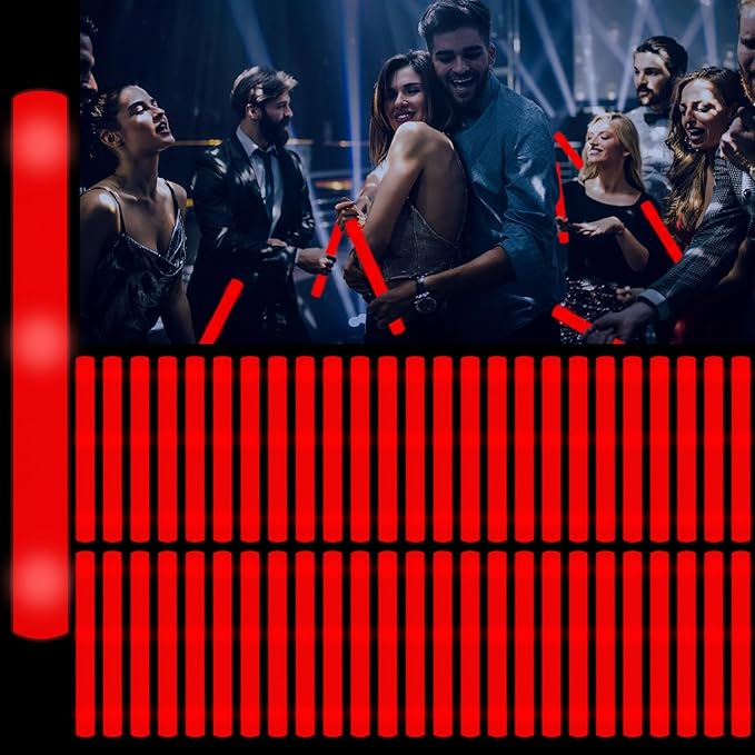 48Pack LED Glow Foam Sticks Bulk,Light Up Glow Sticks with 3 Flashing Modes,Red Glow Wands Party