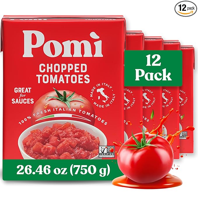 Pomì Chopped Tomatoes 26.46oz (Pack of 12) - Non-GMO, Gluten-Free, BPA-Free - 100% Fresh Italian