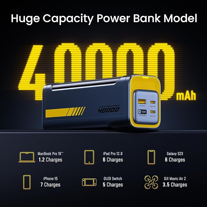 AOHI 140W PD3.1 Laptop Power Bank 40000mAh Fast Charging Station, The Future Starship 2 in 1