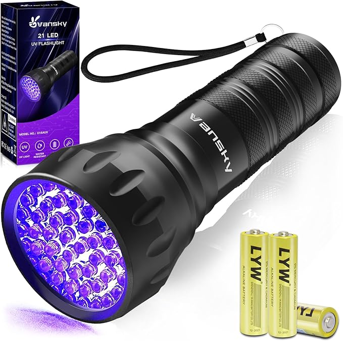 Black Light UV Light Flashlight, 21 LED 395nm Ultraviolet Blacklight Flashlight Mini Pet Urine
