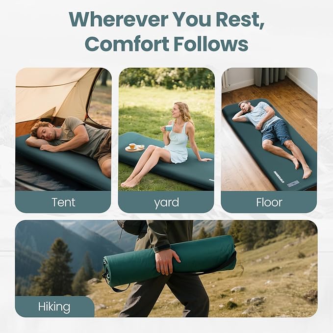Sleeping Pad for Camping, 3.15" Ultra-Thick Self Inflating Sleeping Mat with Electric Pump&Pillow