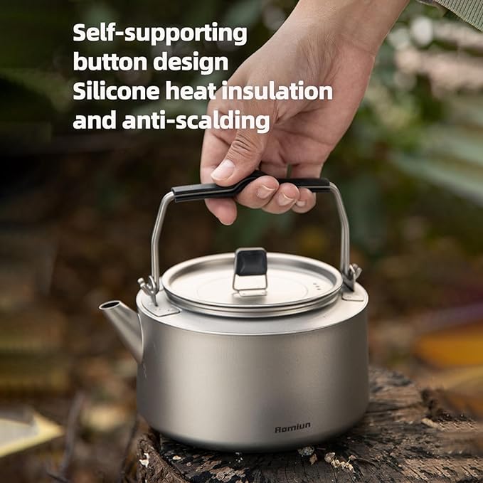 Camping Kettle Titanium Camp Tea Coffee Pot Portable Lightweight Tea Kettle Teapot Fast Heating