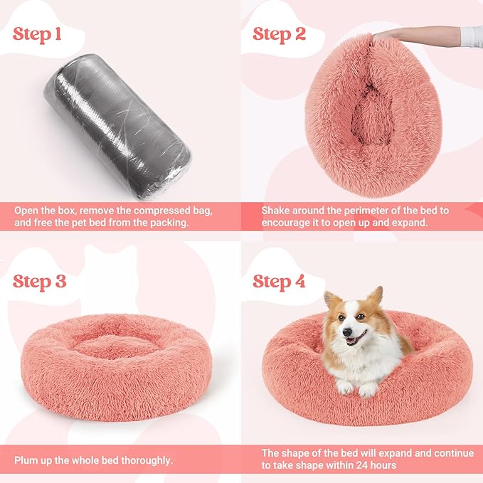 rabbitgoo Calming Dog Bed for Small Medium, 30 inches Pet Bed Machine Washable, Non-Slip Round