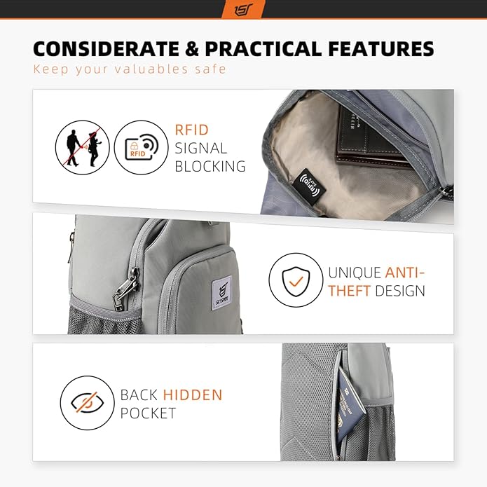 SKYSPER Sling Bag RFID Crossbody Sling Backpack Cross Body Shoulder Bag Travel Hiking Daypack for
