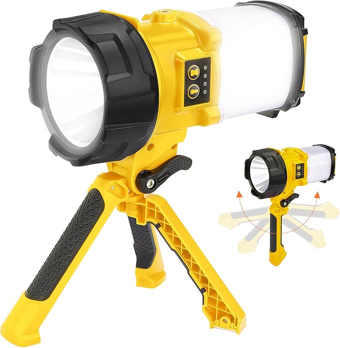 Tripod Rechargeable Camping Lantern, 6 Modes LED Flashlight Handheld Spotlight with 4000LM, 4400mAh
