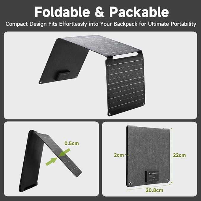 ALLPOWERS SP001 21W Portable Solar Panel Charger, High-Efficiency 22-25% Folding Solar Panel for