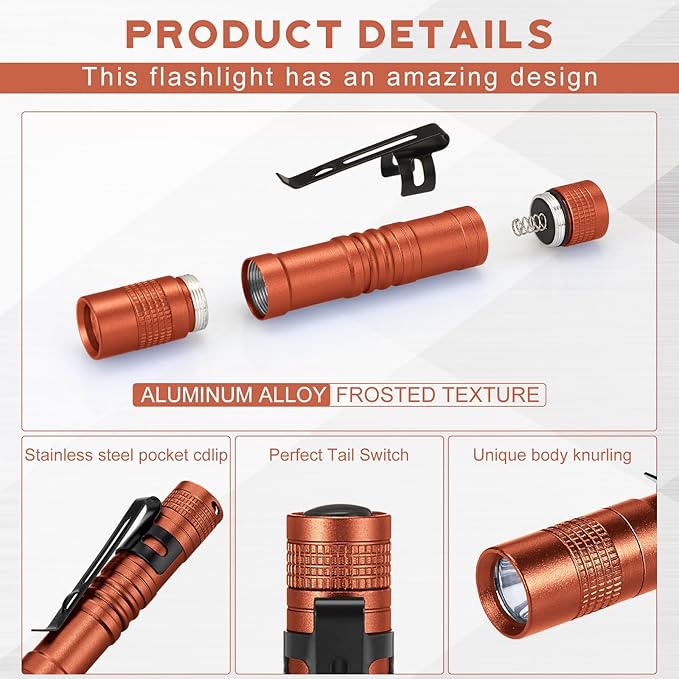 Hortsun 10 Pcs Mini Flashlight Bulk LED Pen with Pocket Small Flashlight with Clip for Outdoor
