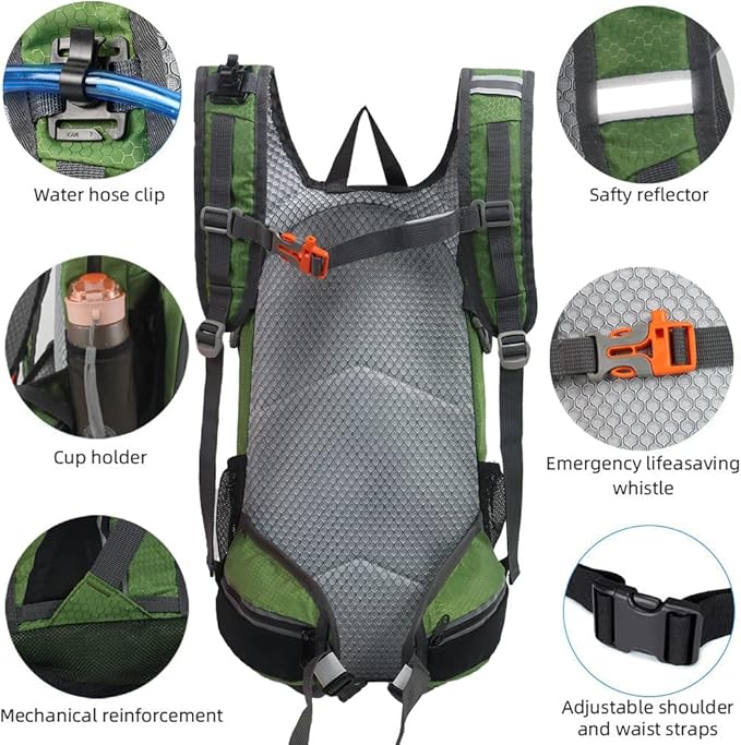 Hiking Daypack Waterproof Biking Backpack 15L Lightweight Durable Backpack for Ski Snowboarding