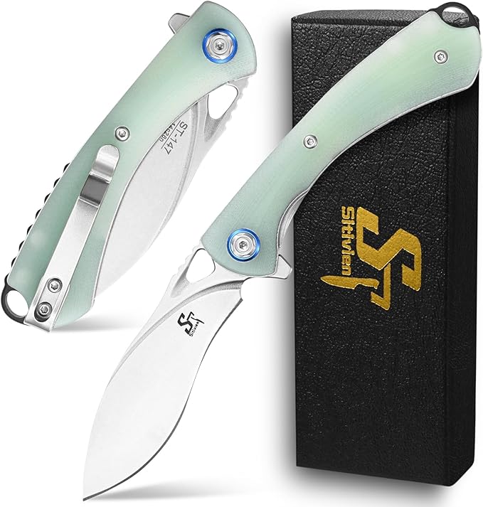 Sitivien ST147 Folding Pocket Knife,14C28N Steel Blade with G10 Handle Utility Knife EDC Tool Knife