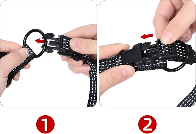 Mile High Life Dog Collar, Nylon Reflective Dog Collars w Pull D-Ring, Light Weight Puppy Collars