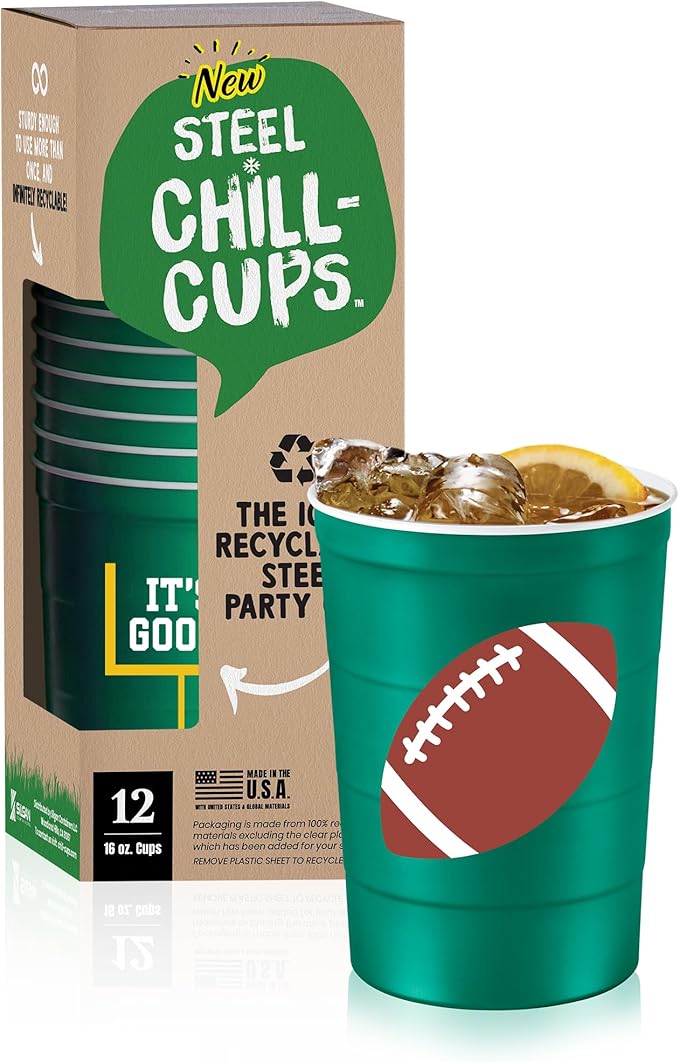 16 oz. Party Cup Football 'It's Good' Goal Post Design for Cold Drinks, Durable, Disposable