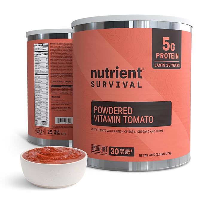 Nutrient Survival Tomato Powder, Powdered Vitamin Tomato (30 Servings) Emergency Food Supply &