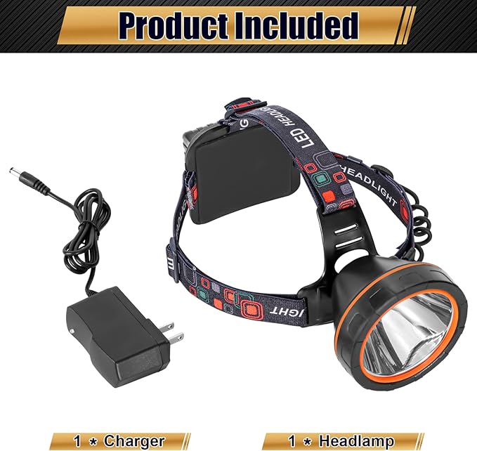 LED Rechargeable Headlamp, Super Bright Waterproof Headlight Spotlight, Hard Hat Flashlight for
