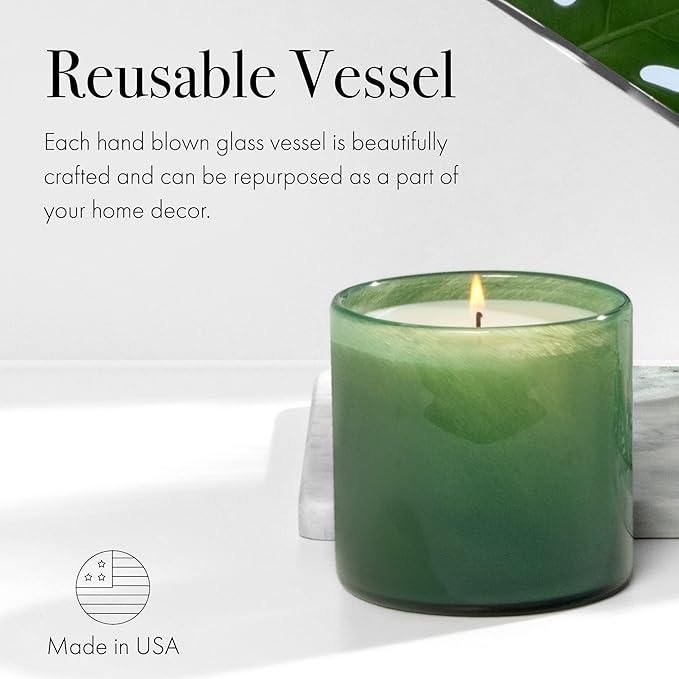 LAFCO New York Classic Candle, Jungle Bloom - 6.5 oz - 50-Hour Burn Time - Reusable, Hand Blown