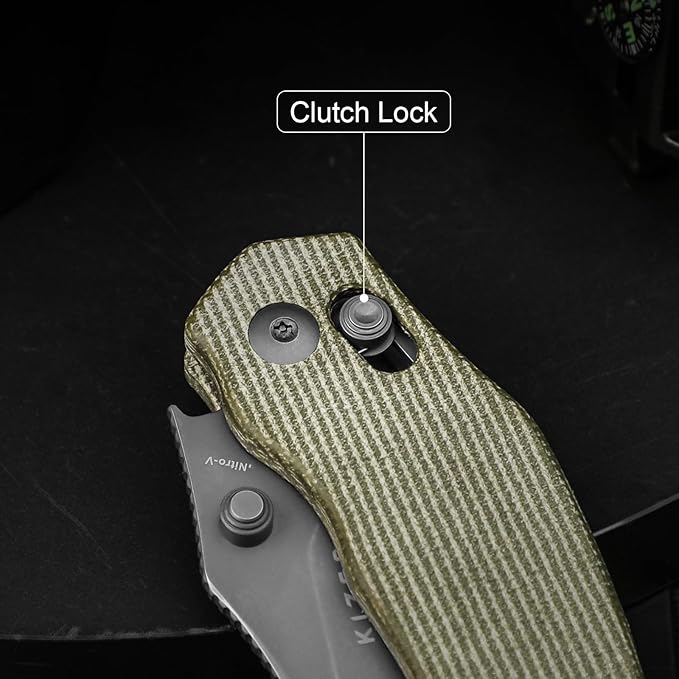 Kizer Bulldog Pocket Knife, 3 In Nitro V Blade Folding Knife Micarta Handle Camping Hunting Knife