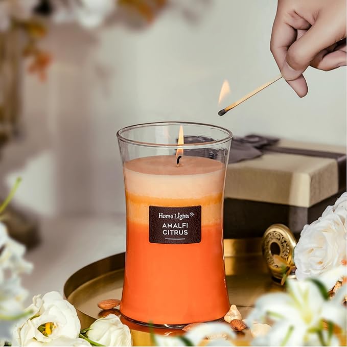 HomeLights 3-Layer Candles for Home Scented, 21.52 OZ Natural Soy Wax Scented Candles Burns Up to