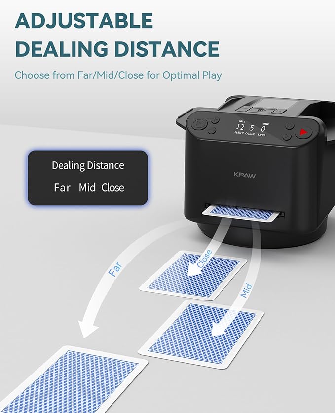 Automatic Card Shuffler and Dealer - 1-2 Decks Support 12 Players, 4 Drawing Remotes, Built-in