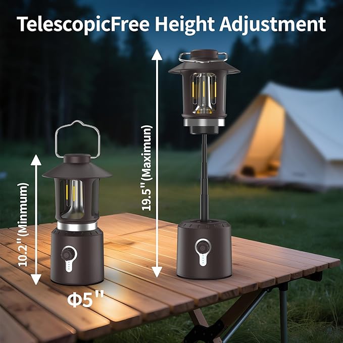 Retro Classic LED Camping Lantern, Rechargeable Stepless Dimming Vintage Lantern, 3 Light Modes