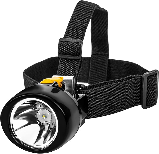 High Power Rechargeable Headlamp with One-Button Control, Long Range LED Miner Headlight