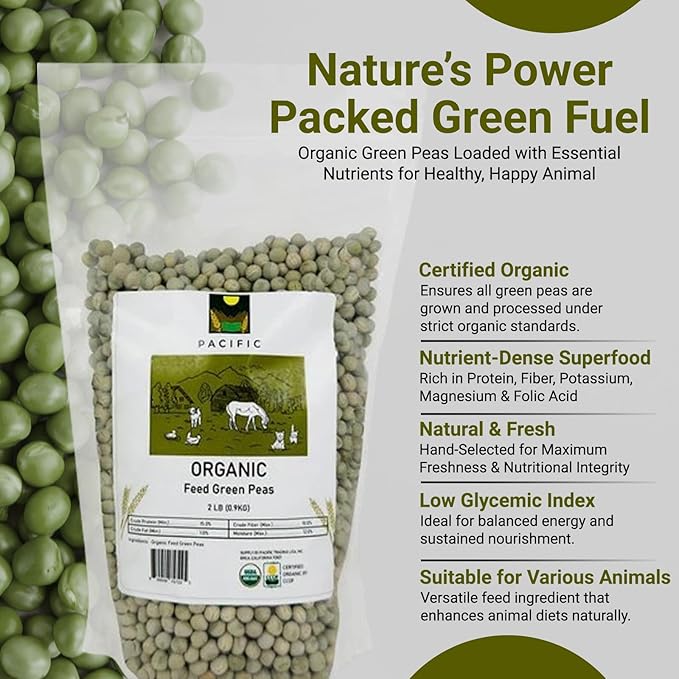 Pacific Organic Petfood Organic Whole Green Pea - Dried Green Peas | Rich with Fiber & Minerals |