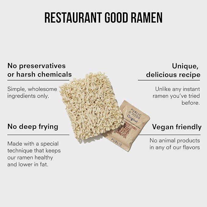 Public Goods Ramen Noodles | Brothless Vegan & Vegetarian Instant Ramen | Healthy, High Protein