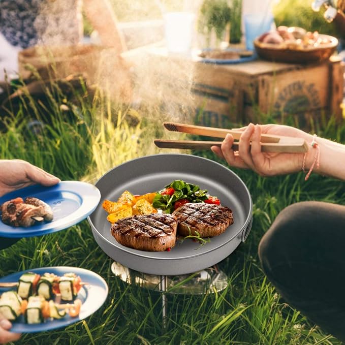 Lixada Ultralight Titanium Frypan Outdoor Camping Hiking Picnic Cooking Frying Pan 750/1000ML