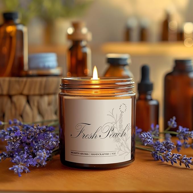 MOASITN Fresh Peach Scented Candles for Home|Sweet Orange,Peach,Floral Scented Soy Candle|
