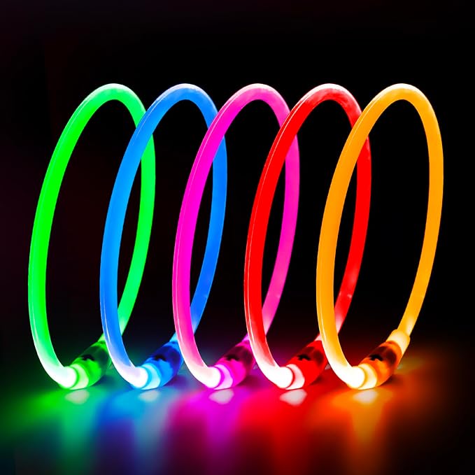 HIGO Light Up Dog Collar USB Rechargeable LED Dog Collar Glow in The Dark, TPU Flash Dog Necklace