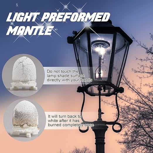 4 Pack Gas Mantles for Outdoor Gas Lamps Preformed Gaslight Mantles for Lamp Post, White
