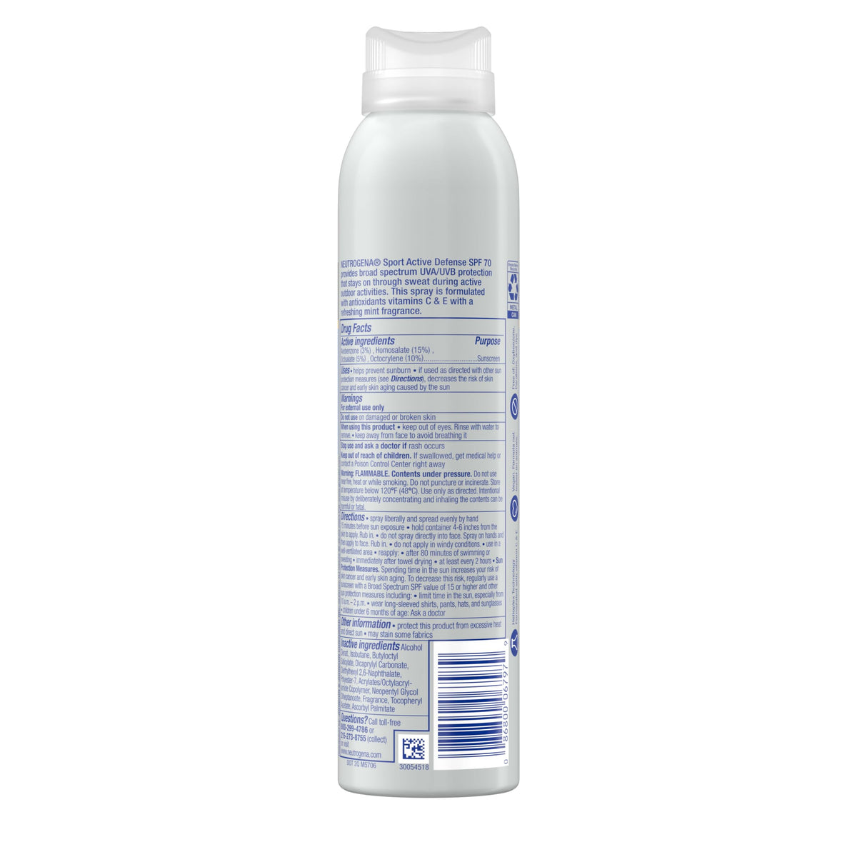 Neutrogena Sport Active Defense Sunscreen Spray SPF 70, 2 x 5 oz