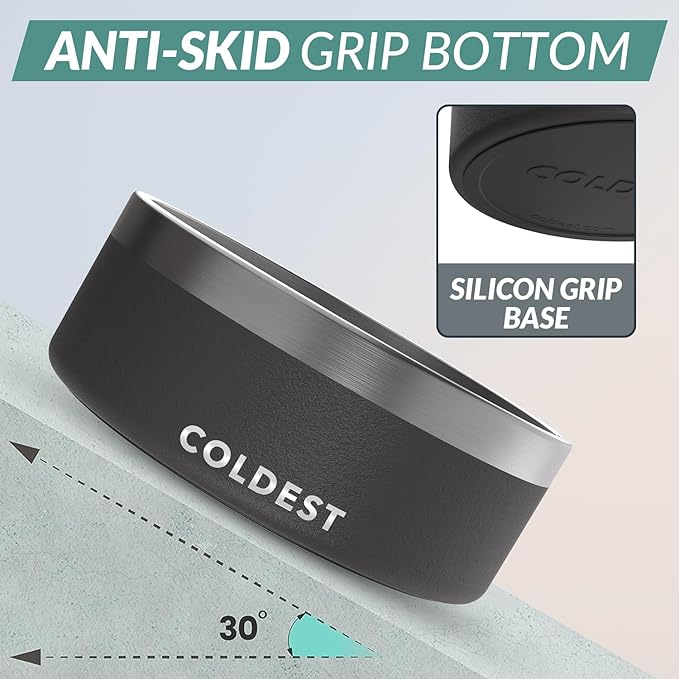 Coldest Dog Bowl - Anti Rust Metal, Non Slip, 3 Layers Insulated Stainless Steel Dog Bowls - Spill