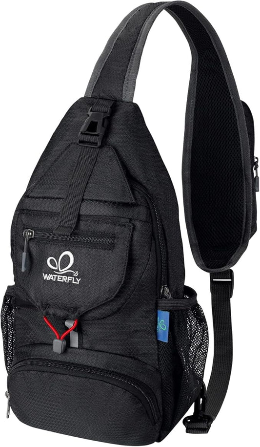 WATERFLY Packable Small Crossbody Sling Backpack Shoulder Chest Bag Daypack for Hiking Traveling