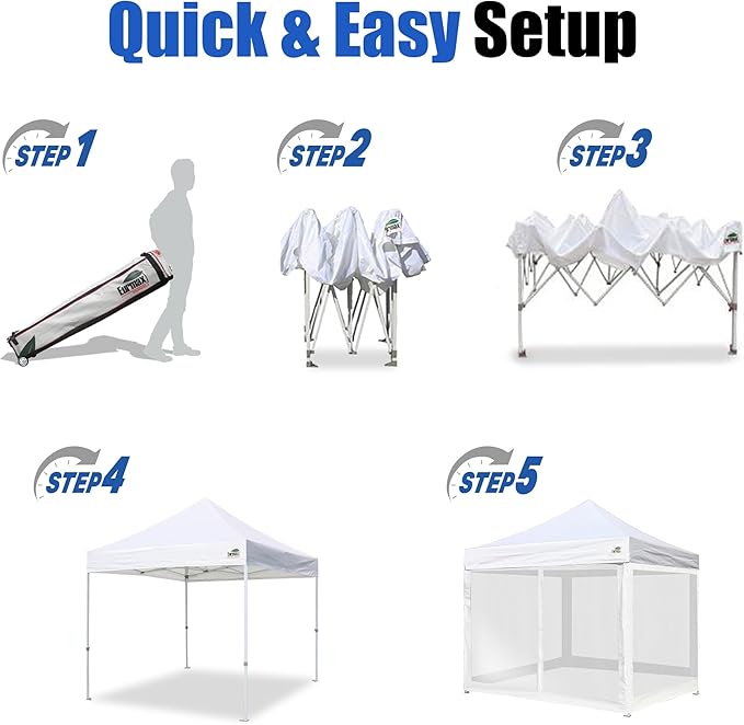 Eurmax USA 10'x10' Pop-up Canopy Tent Commercial Instant Canopies with 4 Removable Zipper End