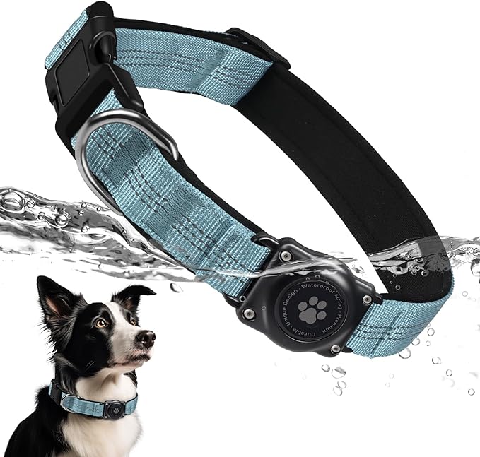 Upgraded AirTag Dog Collar, IP68 Waterproof Air Tag Dog Collar Holder, Reflective, Ultra-Durable