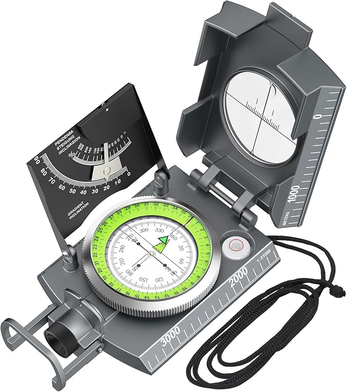 Proster IP65 Compass Hiking Survival - Lensatic Sighting Compass for Camping Navigation, Compass