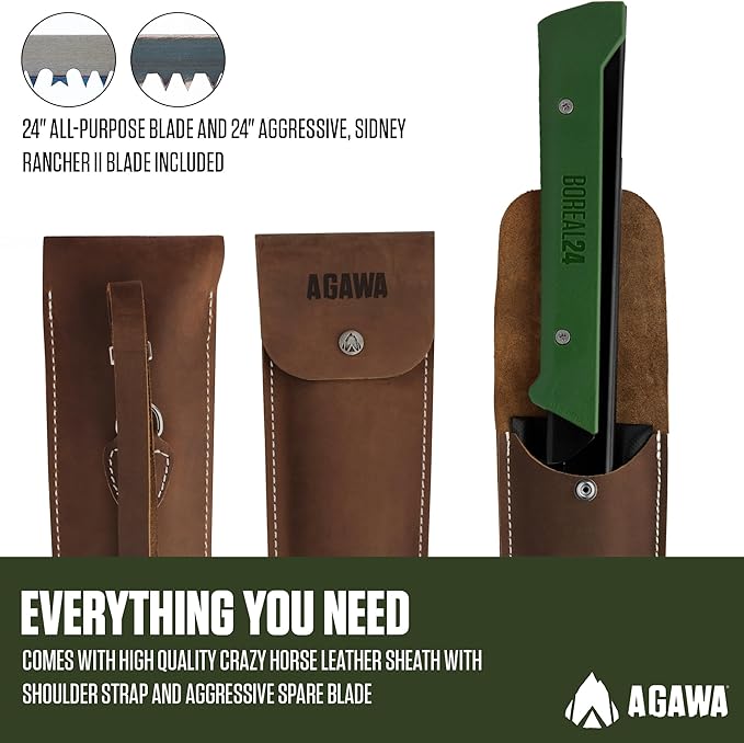 AGAWA - BOREAL24 Backwoods Kit - Includes 24" Folding Saw, Leather Sheath, 24" All-Purpose & 24"