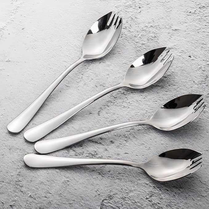 Alata Sporks, 8-Pack Food-grade Stainless Steel Sporks, 7.4 Inches Long Handle Salad Forks For