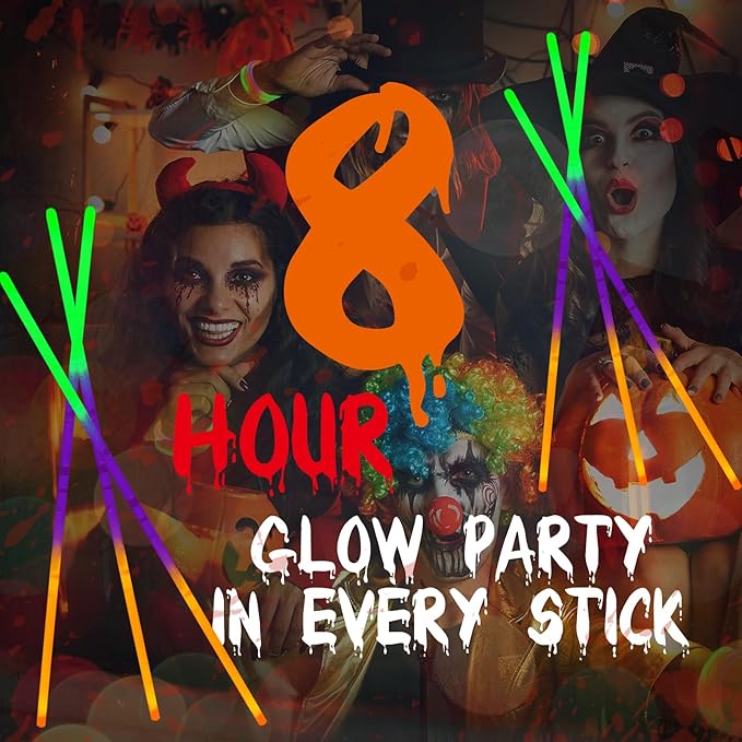 Wettarn 150 Pcs Halloween Glow Sticks 8" Halloween Bracelets Party Supplies Glow in The Dark