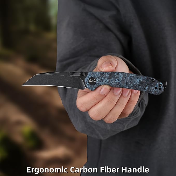 Folding Pocket Knife, 3.1" Stonewash Blade EDC Knife with Safety Liner Lock, Small Pocket Knife