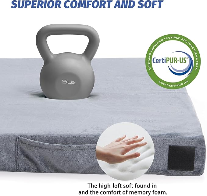 CYMULA CertiPUR-US Memory Foam Camping Mattress Pad, Portable Foam Sleeping Pad for Camping, Roll
