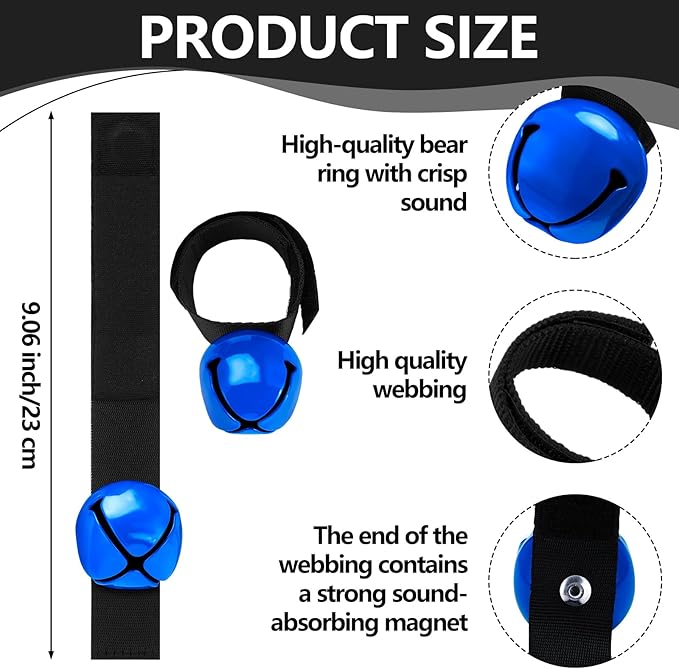 4 Sets Bear Bells with Whistle for Hiker, Loud Bear Bell with Emergency Whistle, Bear Bells for