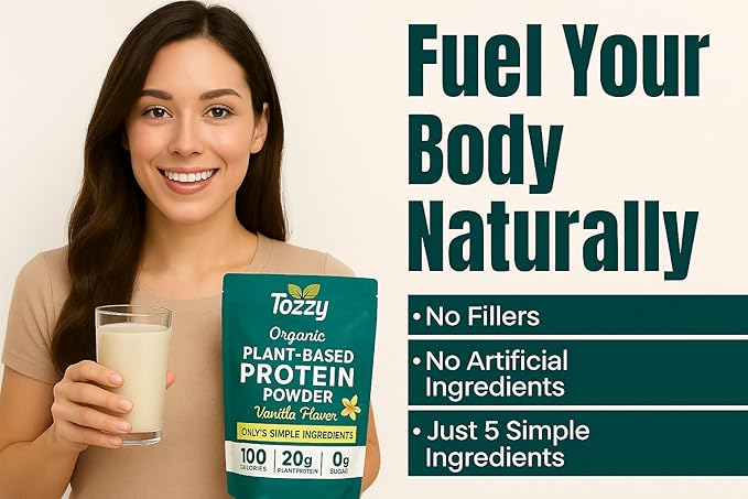 TOZZY Plant Protein ??Vanilla | Only 5 Simple Ingredients | 20g Protein, 0g Sugar | Vegan Pea