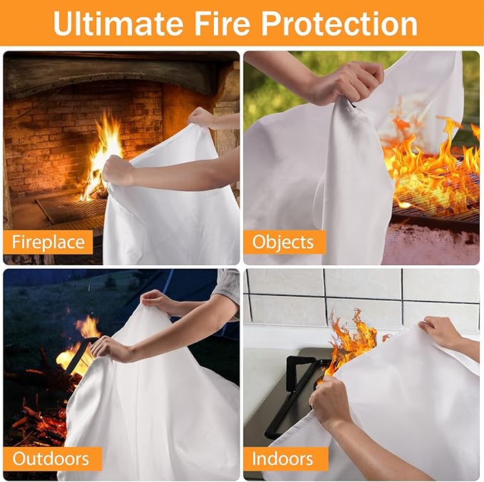 KANHIRO Fire Blanket Emergency for Home Kitchen - Fiberglass Fire Suppression Blanket Great for