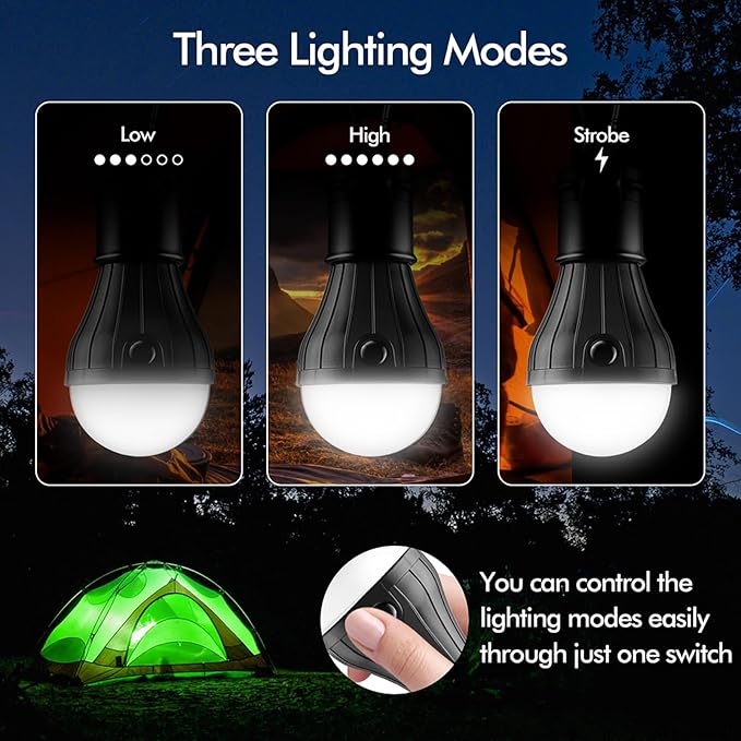 Tent Lamp Portable LED Tent Lights 5 Packs Hook Hurricane Emergency Lights LED Camping Light Bulb