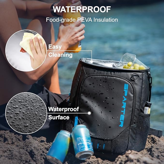 SPARTER Backpack Cooler Insulated Leak Proof 33/49 Cans, 2 Insulated Compartments Thermal Bag
